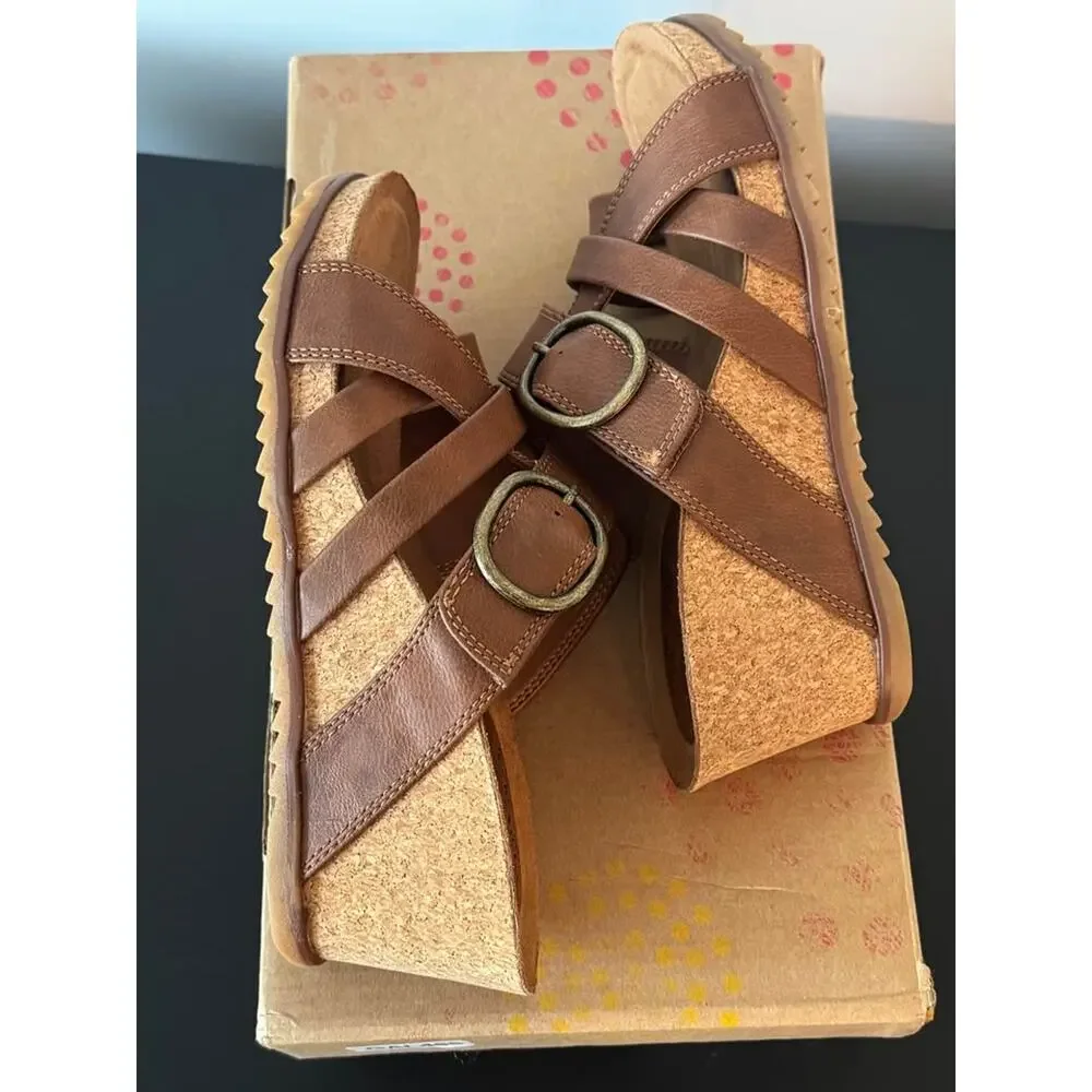 New Eurosoft by Sofft Brown Wedge Sandals Women's 8.5
